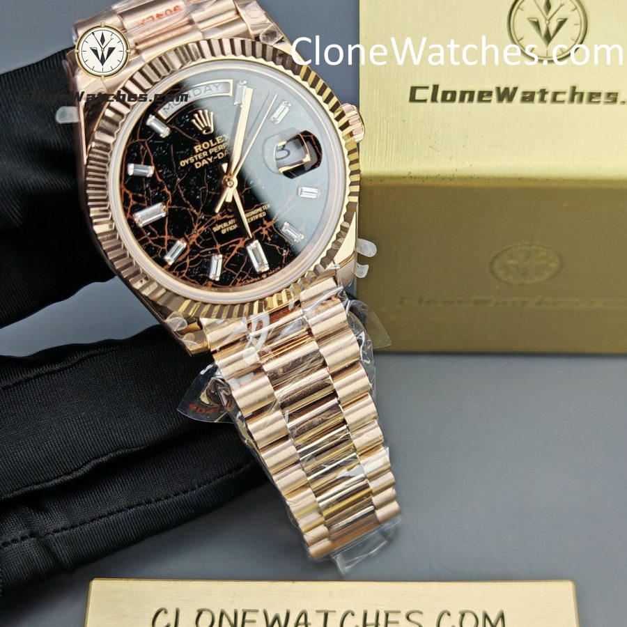 Rolex Super Clone Watches 1:1 Day Date 18K Rose Gold Black Diamond Dial 40mm m228235-0045 3255 Movement - Image 3