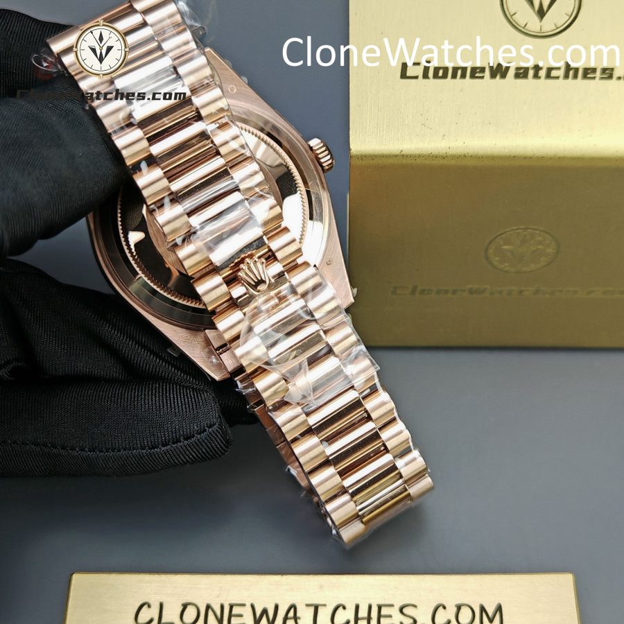 Rolex Super Clone Watches 1:1 Day Date 18K Rose Gold Black Diamond Dial 40mm m228235-0045 3255 Movement - Image 6