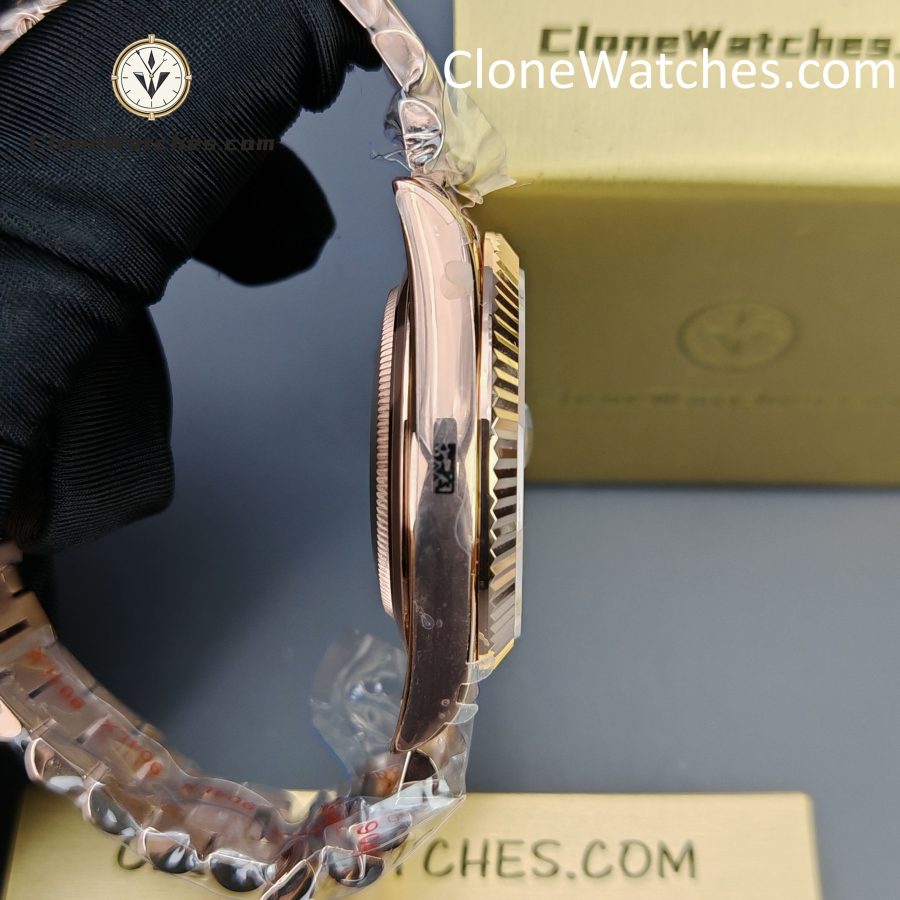 Rolex Super Clone Watches 1:1 Day Date 18K Rose Gold Black Diamond Dial 40mm m228235-0045 3255 Movement - Image 8