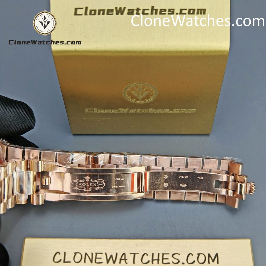 Rolex Super Clone Watches 1:1 Day Date 18K Rose Gold Black Diamond Dial 40mm m228235-0045 3255 Movement - Image 11