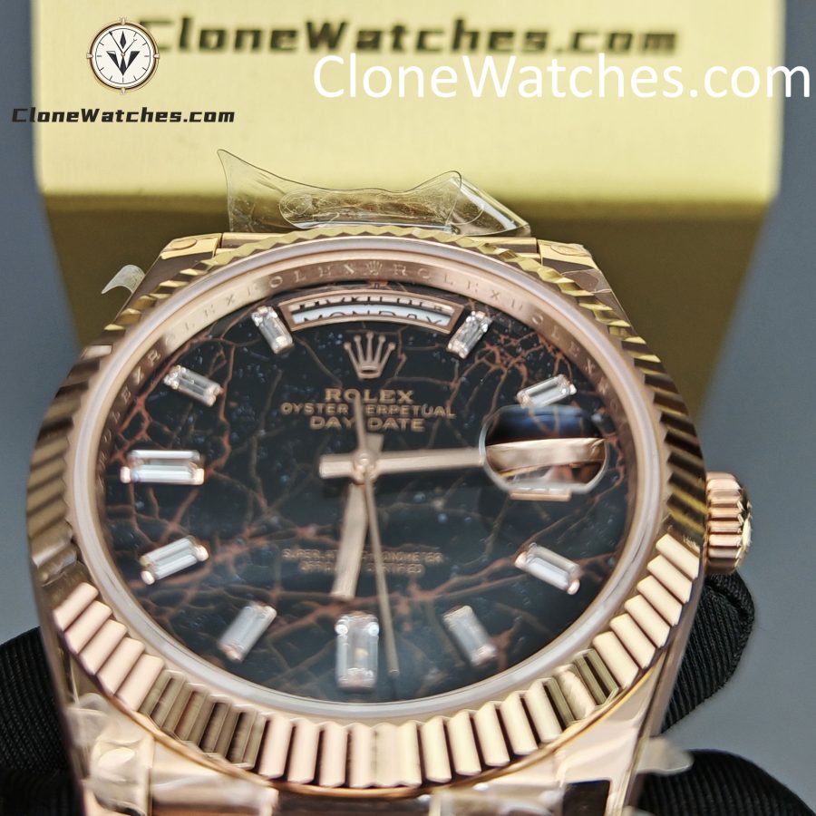 Rolex Super Clone Watches 1:1 Day Date 18K Rose Gold Black Diamond Dial 40mm m228235-0045 3255 Movement - Image 13