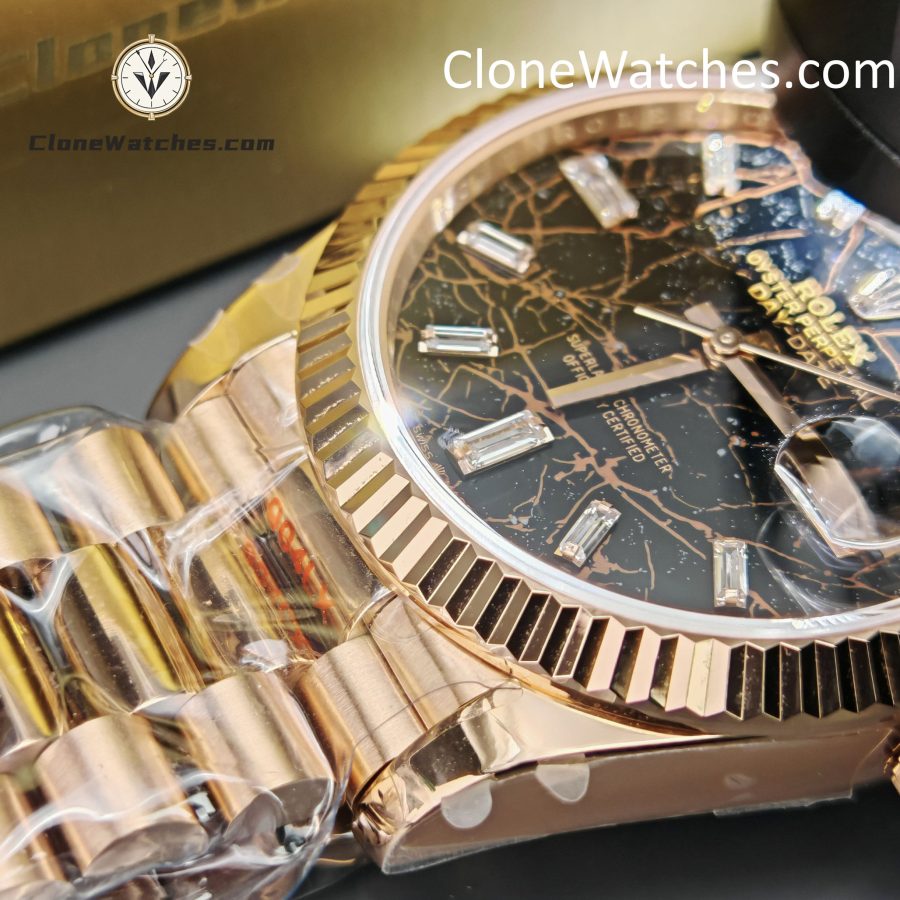 Rolex Super Clone Watches 1:1 Day Date 18K Rose Gold Black Diamond Dial 40mm m228235-0045 3255 Movement - Image 14