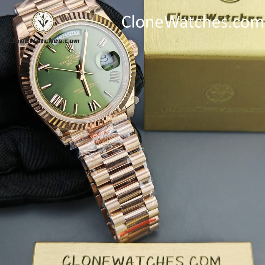 Rolex Super Clone Watches 1:1 Day Date 18K Rose Gold Olive Green Dial 40mm m228235-0025 3255 Movement - Image 3