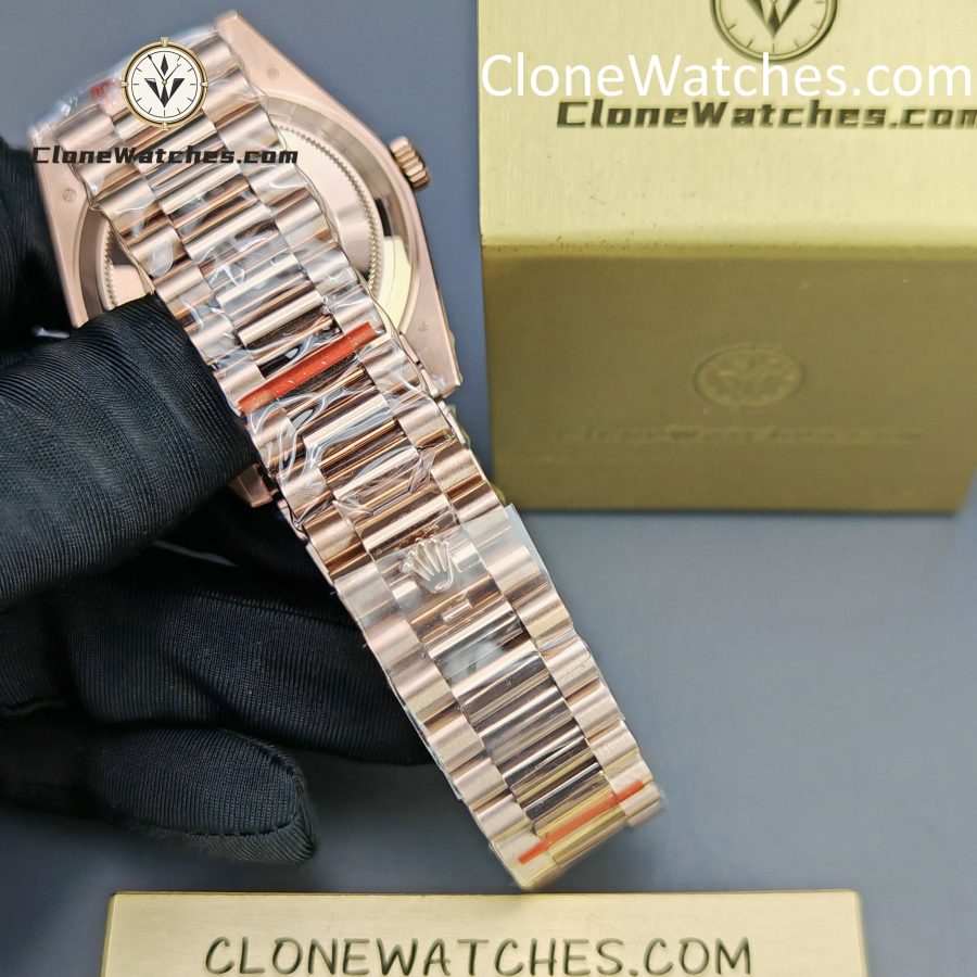Rolex Super Clone Watches 1:1 Day Date 18K Rose Gold Olive Green Dial 40mm m228235-0025 3255 Movement - Image 6