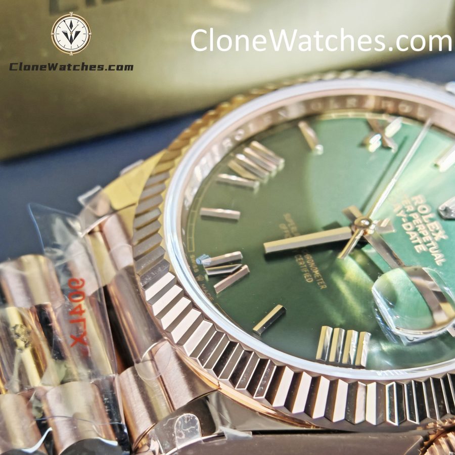 Rolex Super Clone Watches 1:1 Day Date 18K Rose Gold Olive Green Dial 40mm m228235-0025 3255 Movement - Image 14