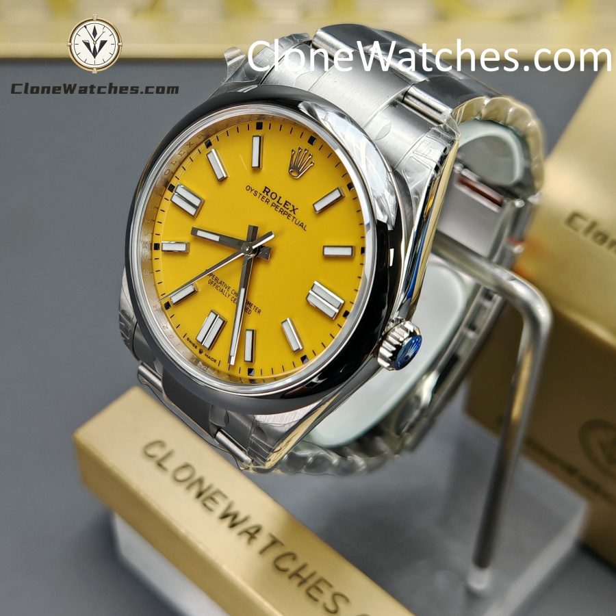 Rolex Super Clone Watches 1:1 Oyster Perpetual Yellow Dial 41mmm124300-0004 3230 Movement - Image 3