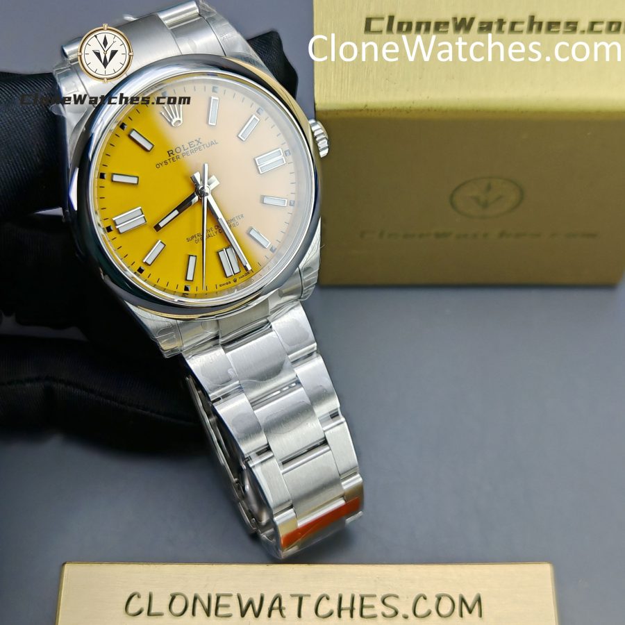 Rolex Super Clone Watches 1:1 Oyster Perpetual Yellow Dial 41mmm124300-0004 3230 Movement - Image 4