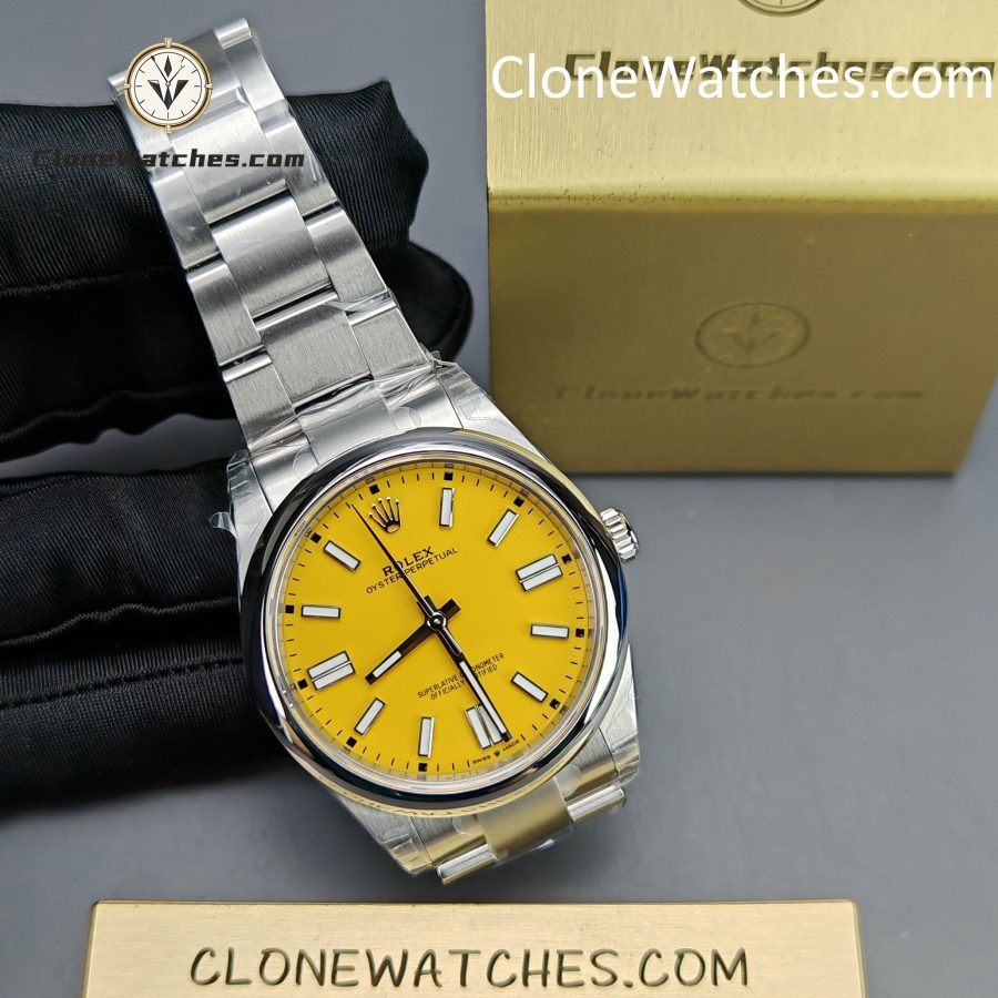 Rolex Super Clone Watches 1:1 Oyster Perpetual Yellow Dial 41mmm124300-0004 3230 Movement - Image 5
