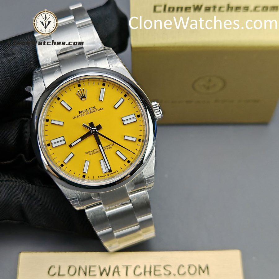 Rolex Super Clone Watches 1:1 Oyster Perpetual Yellow Dial 41mmm124300-0004 3230 Movement - Image 6