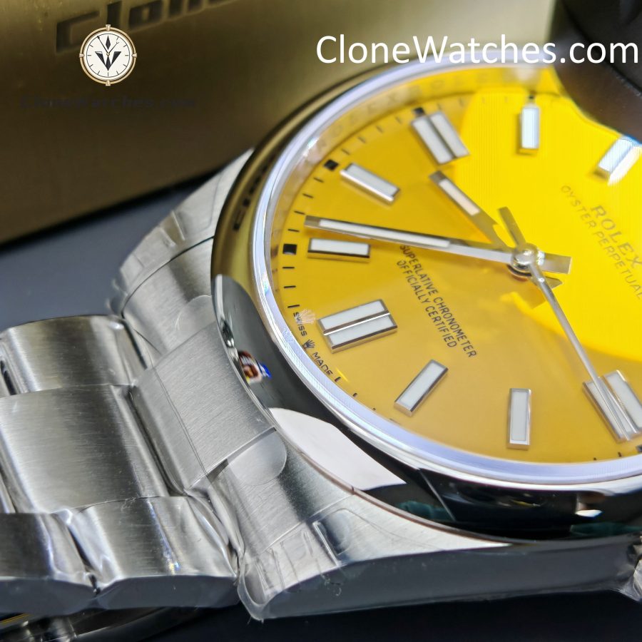 Rolex Super Clone Watches 1:1 Oyster Perpetual Yellow Dial 41mmm124300-0004 3230 Movement - Image 15