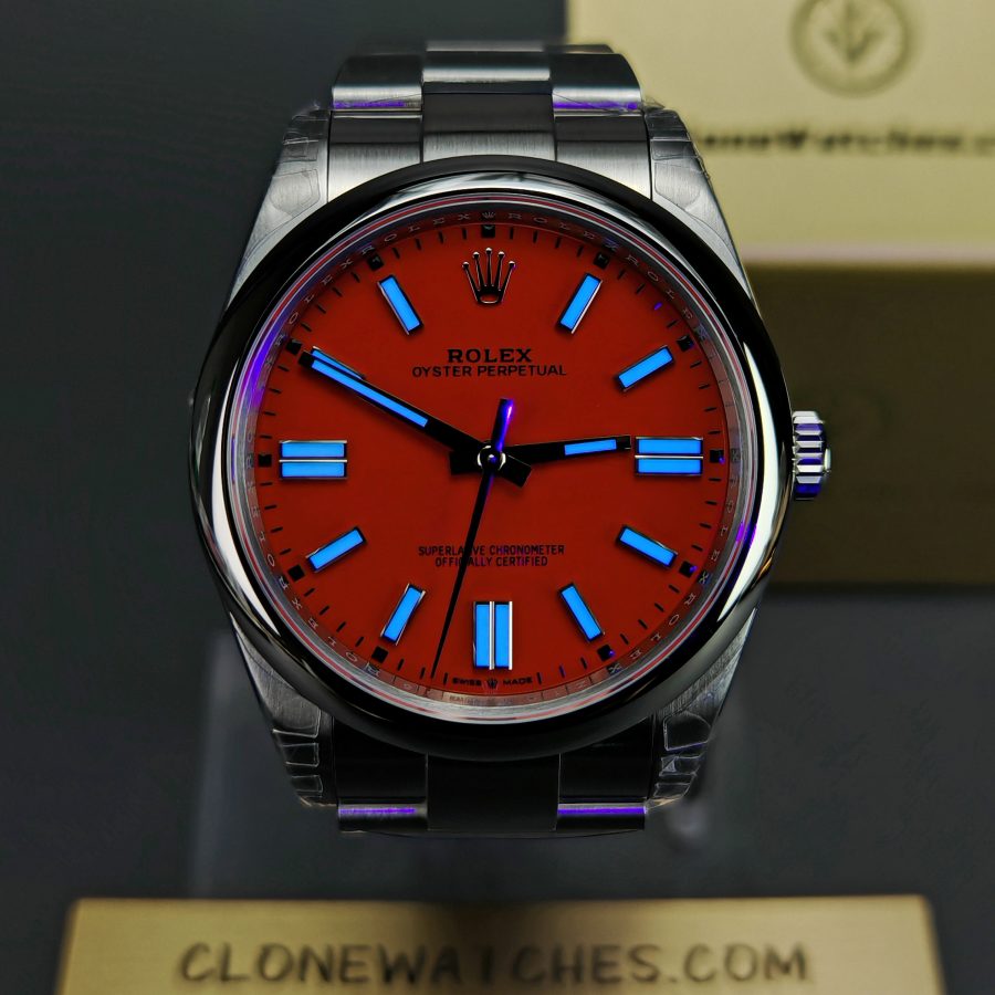 Rolex Super Clone Watches 1:1 Oyster Perpetual Red Dial 41mm M124300 3230 Movement - Image 2