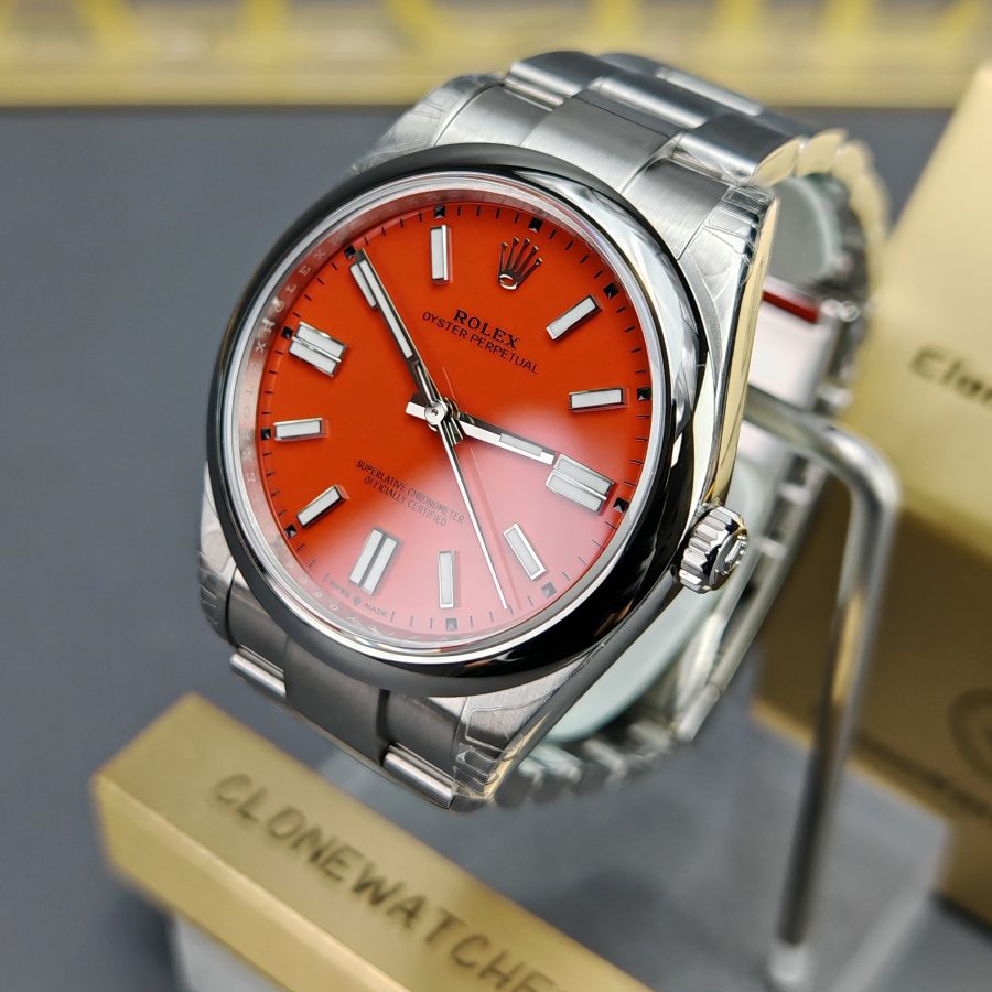 Rolex Super Clone Watches 1:1 Oyster Perpetual Red Dial 41mm M124300 3230 Movement - Image 3