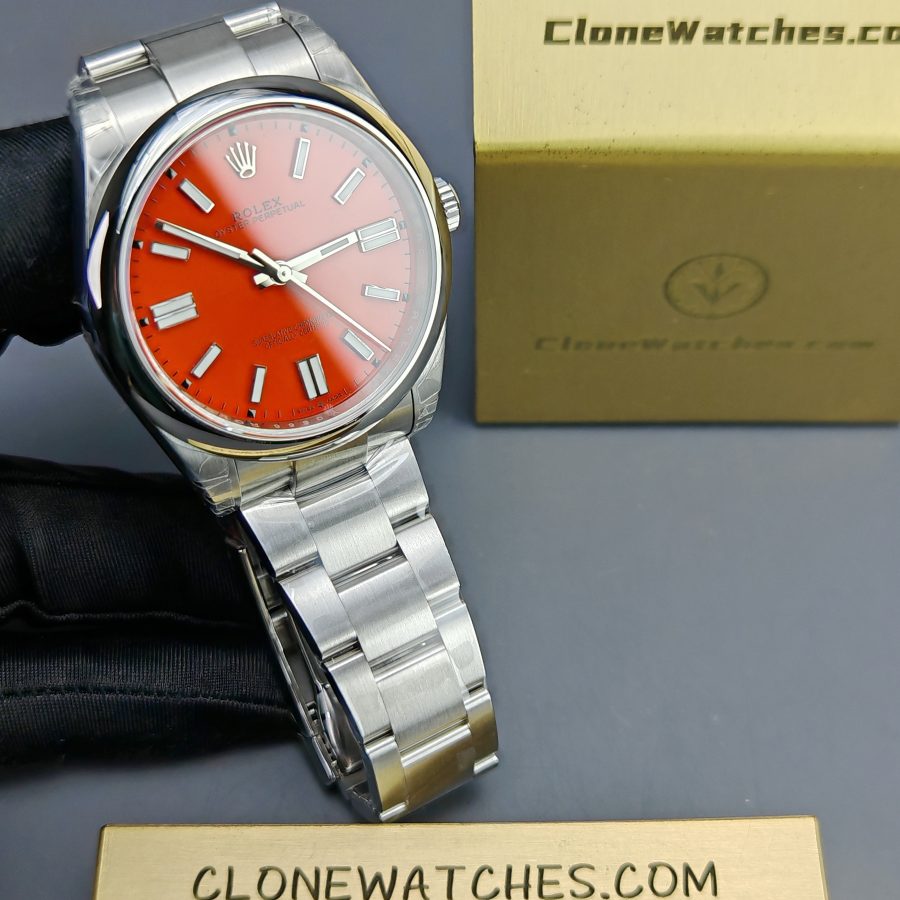 Rolex Super Clone Watches 1:1 Oyster Perpetual Red Dial 41mm M124300 3230 Movement - Image 4