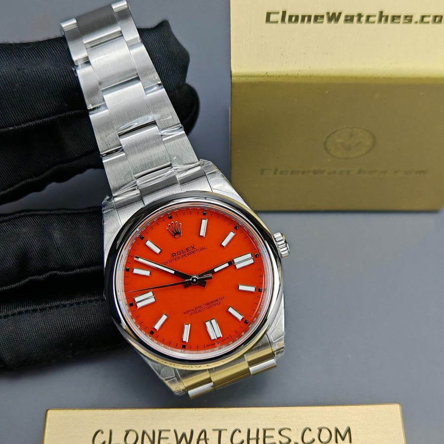 Rolex Super Clone Watches 1:1 Oyster Perpetual Red Dial 41mm M124300 3230 Movement - Image 5