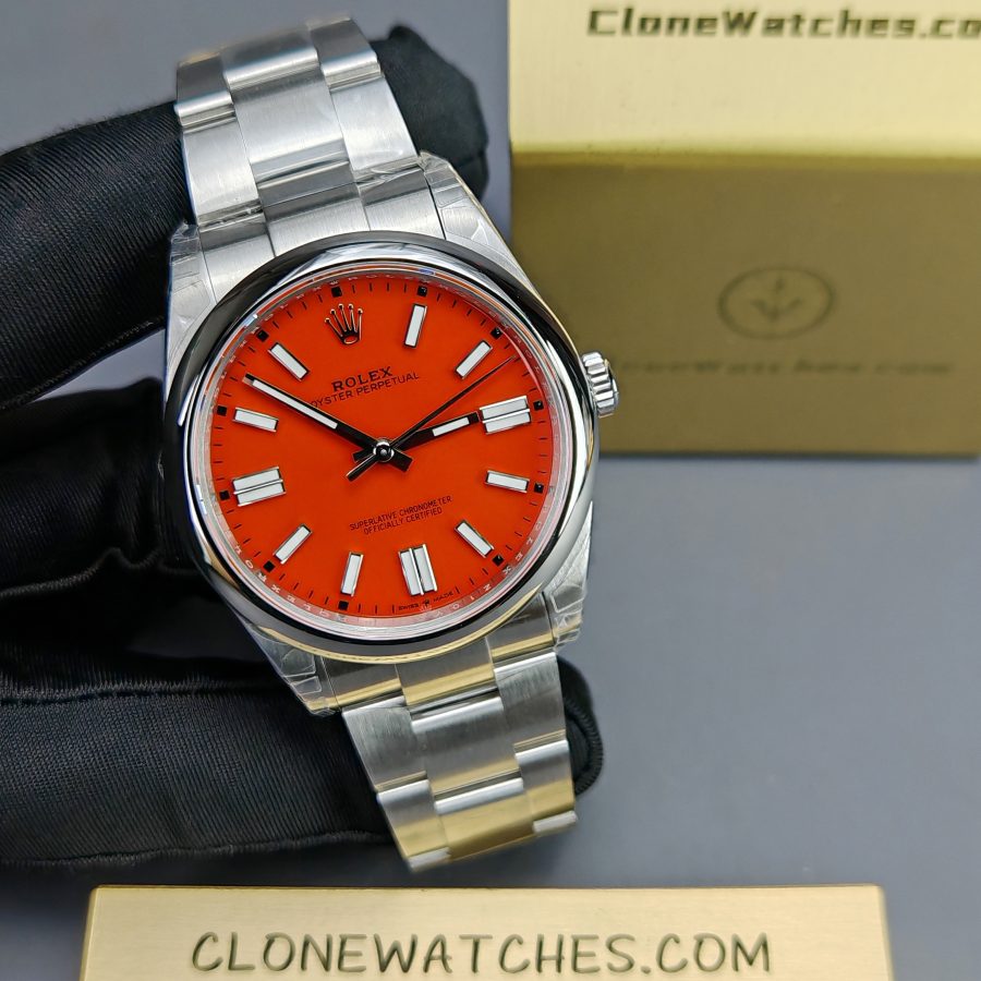 Rolex Super Clone Watches 1:1 Oyster Perpetual Red Dial 41mm M124300 3230 Movement - Image 6