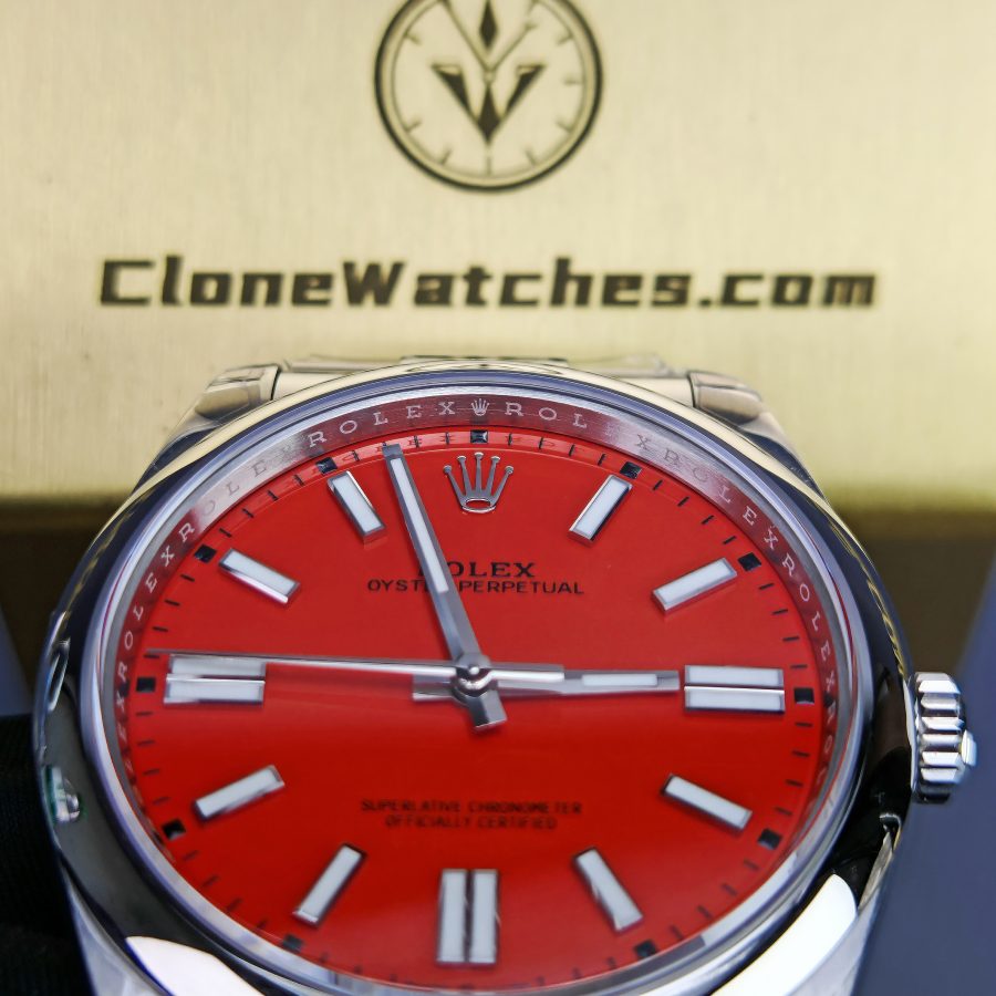 Rolex Super Clone Watches 1:1 Oyster Perpetual Red Dial 41mm M124300 3230 Movement - Image 14