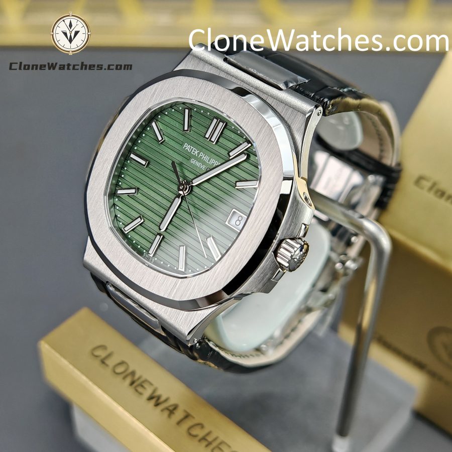 Patek Philippe Super Clone Watches 1:1 Nautilus 5711 Green Dial Black Leather Strap - Image 3