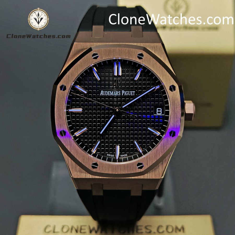 Audemars Piguet Super Clone Watches 1:1 Royal Oak Rose Gold 15500 Black Dial - Image 2