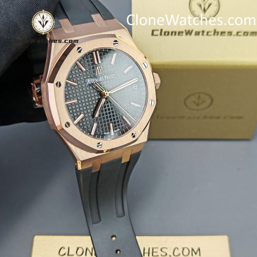 Audemars Piguet Super Clone Watches 1:1 Royal Oak Rose Gold 15500 Black Dial - Image 4