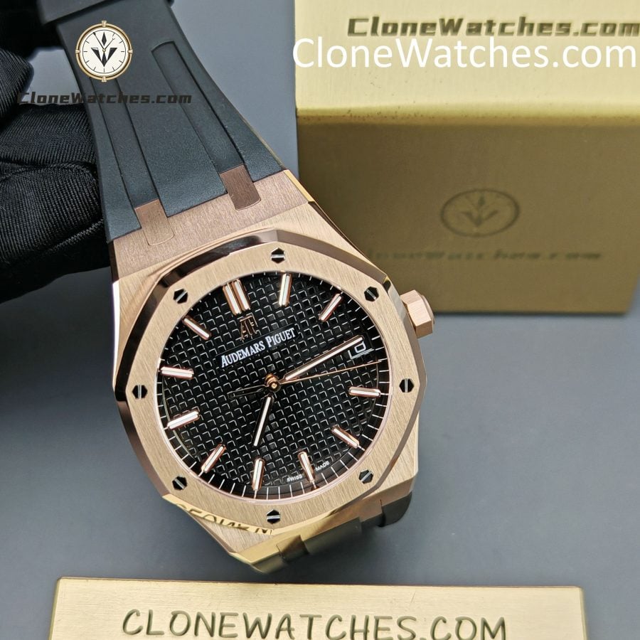 Audemars Piguet Super Clone Watches 1:1 Royal Oak Rose Gold 15500 Black Dial - Image 5