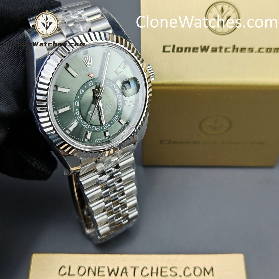 Rolex Super Clone Watches 1:1 Sky Dweller Green Dial Jubilee M336934 9002 Movement - Image 4