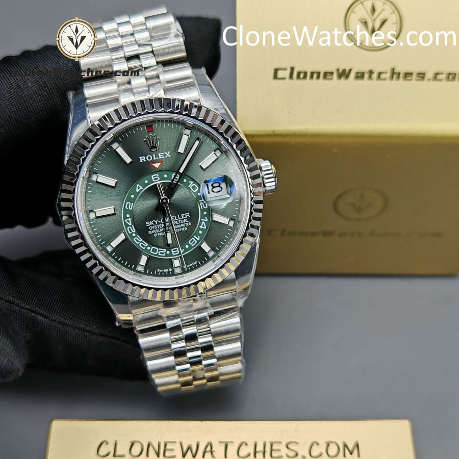 Rolex Super Clone Watches 1:1 Sky Dweller Green Dial Jubilee M336934 9002 Movement - Image 5