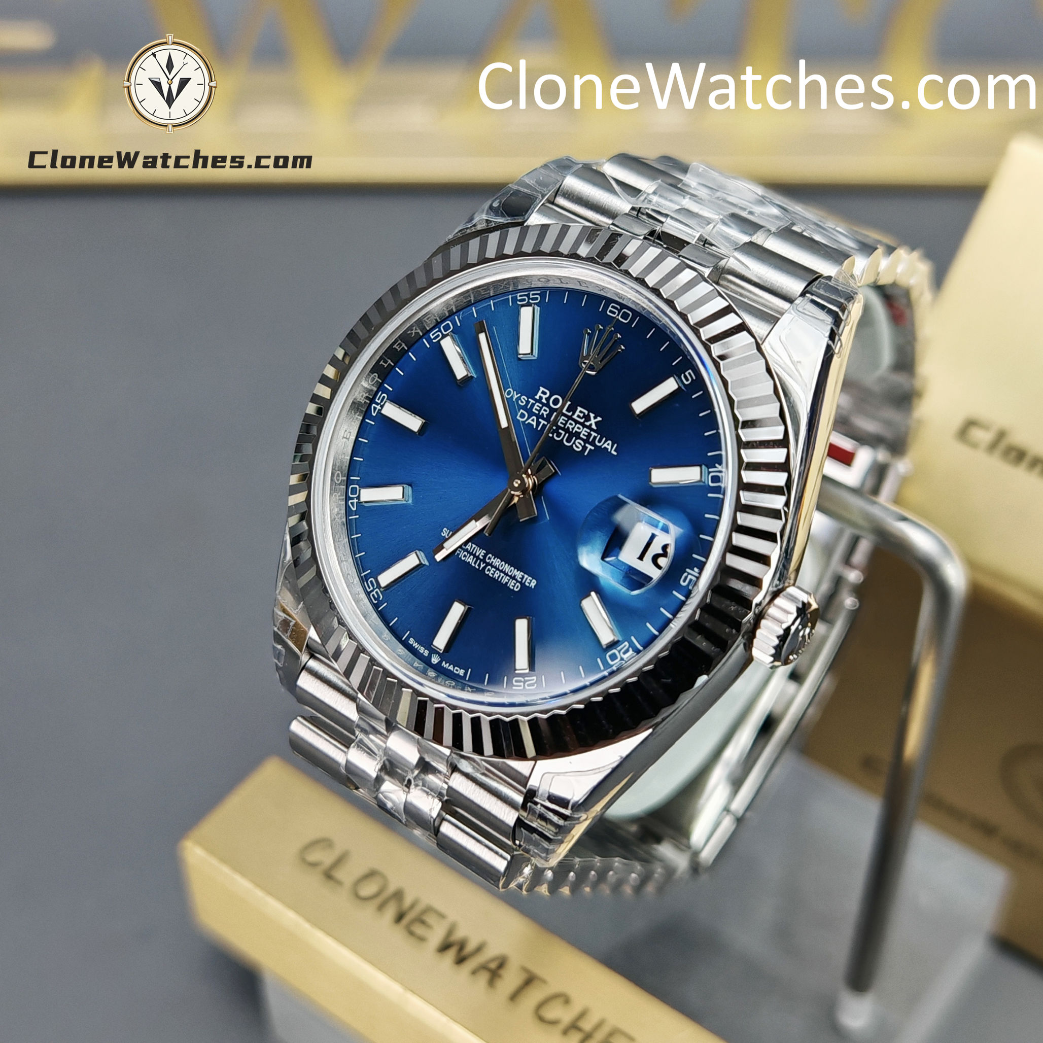 Rolex Super Clone Watches 1:1 DateJust Blue Dial M126334 Jubilee 41MM 3235 Movement - Image 3