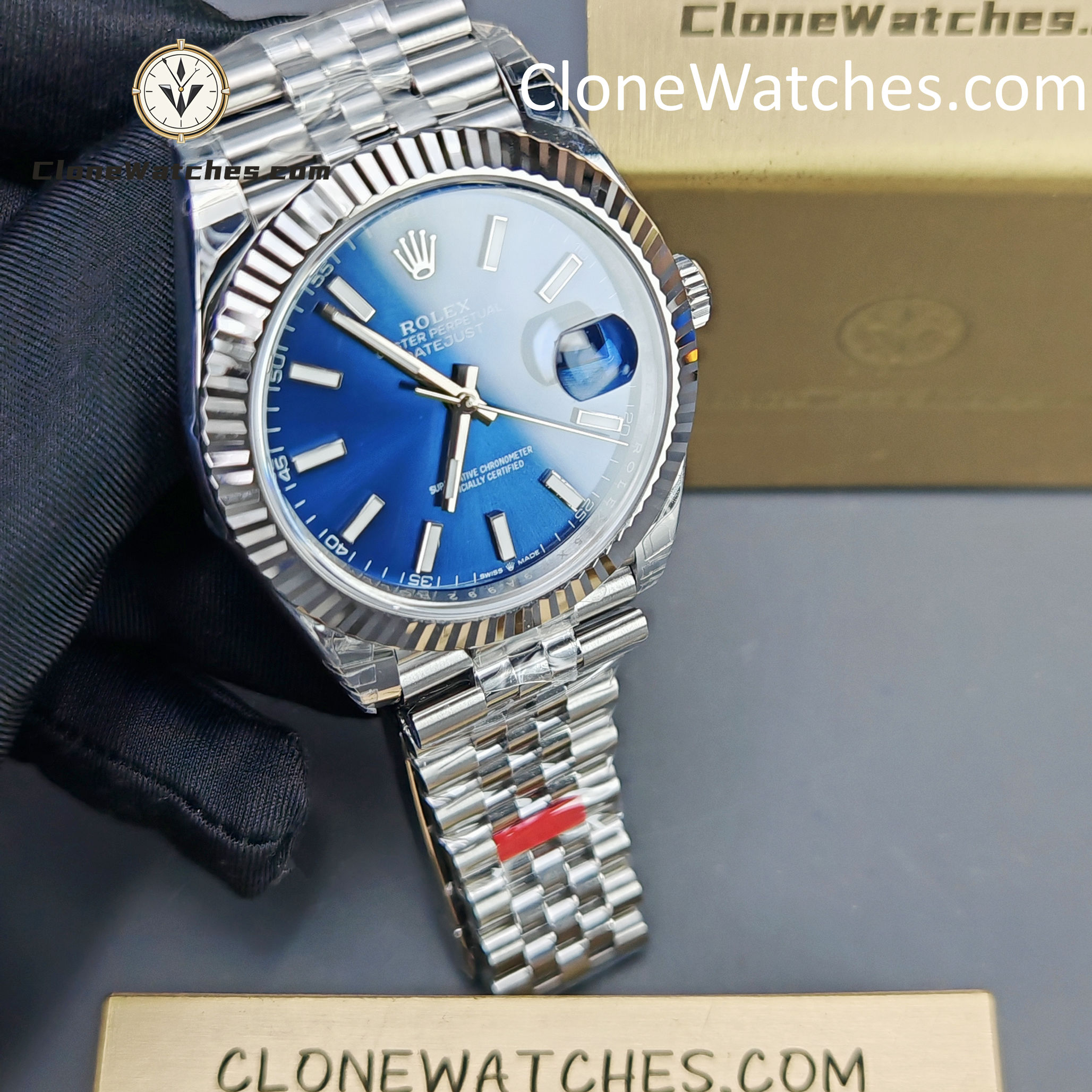 Rolex Super Clone Watches 1:1 DateJust Blue Dial M126334 Jubilee 41MM 3235 Movement - Image 4