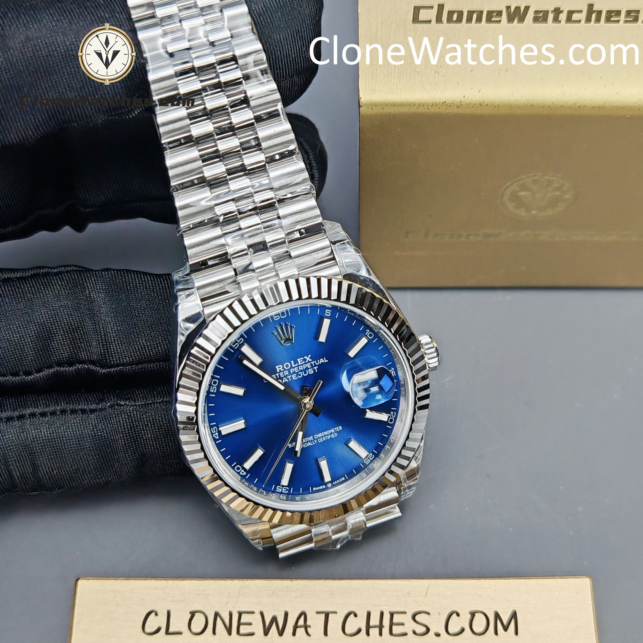 Rolex Super Clone Watches 1:1 DateJust Blue Dial M126334 Jubilee 41MM 3235 Movement - Image 5
