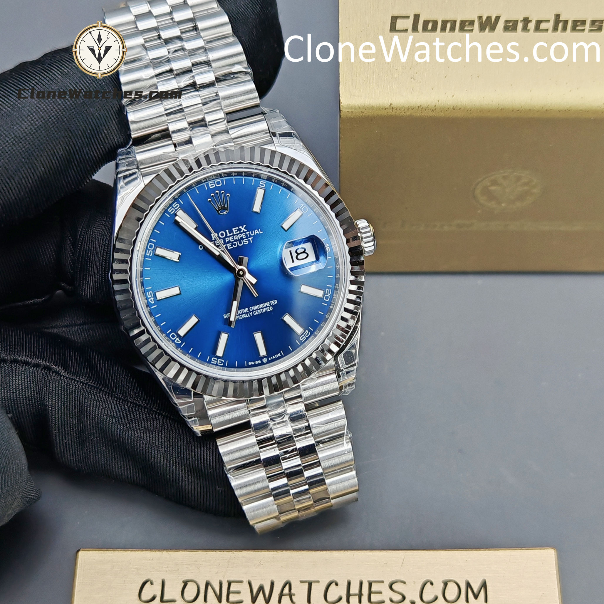 Rolex Super Clone Watches 1:1 DateJust Blue Dial M126334 Jubilee 41MM 3235 Movement - Image 6