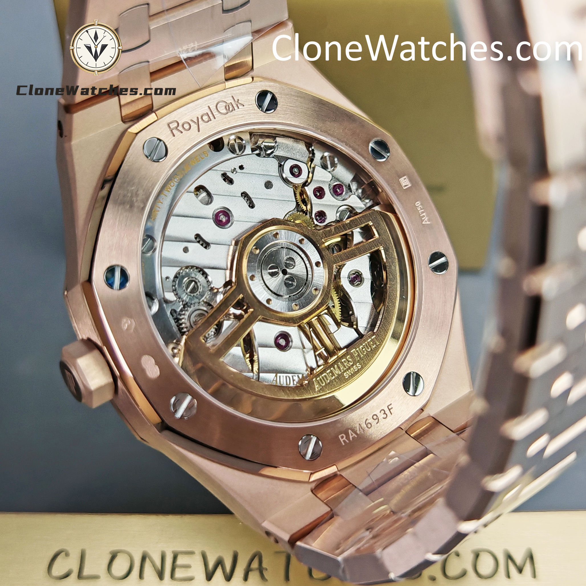 Audemars Piguet Super Clone Watches 1:1 Royal Oak Rose Gold 15500 Black Dial - Image 11