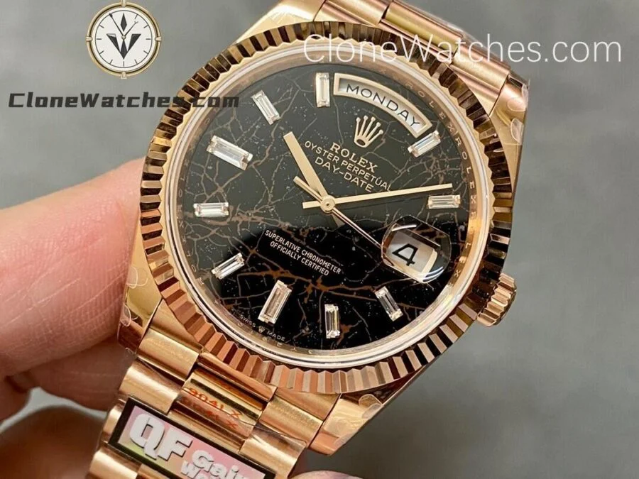 Rolex Super Clone Watches 1:1 Day Date 18K Rose Gold Black Diamond Dial 40mm m228235-0045 3255 Movement - Image 3