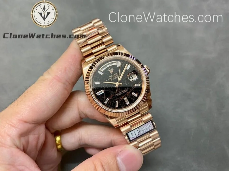 Rolex Super Clone Watches 1:1 Day Date 18K Rose Gold Black Diamond Dial 40mm m228235-0045 3255 Movement - Image 4