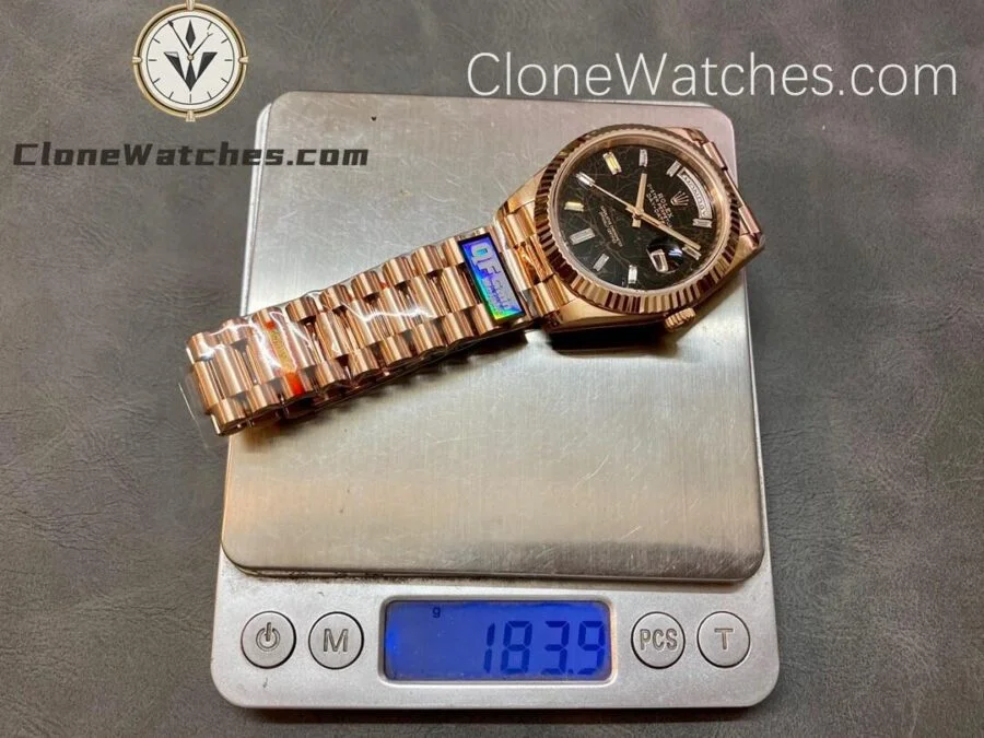 Rolex Super Clone Watches 1:1 Day Date 18K Rose Gold Black Diamond Dial 40mm m228235-0045 3255 Movement - Image 9