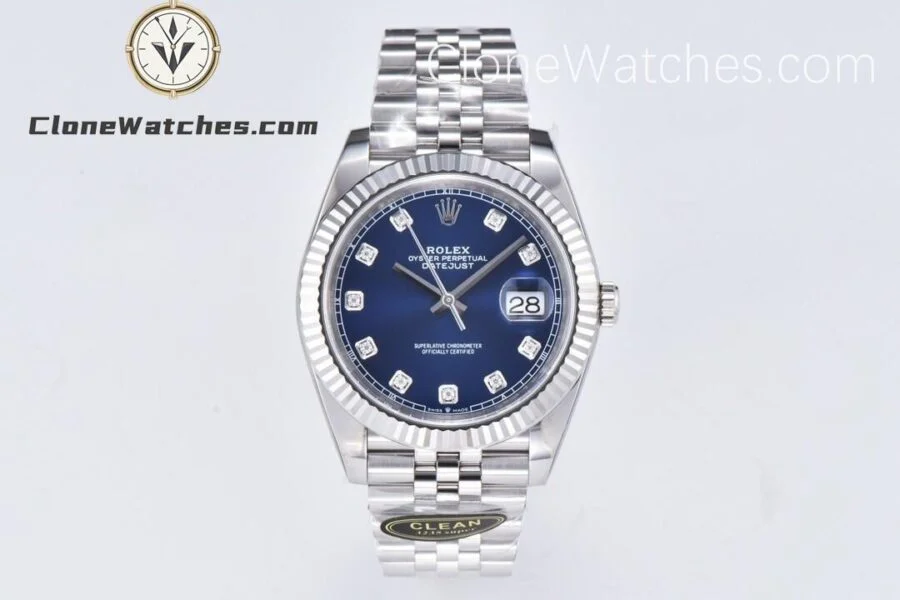 Rolex Super Clone Watches 1:1 DateJust Blue Diamond Dial Jubilee 41MM M126334 3235 Movement