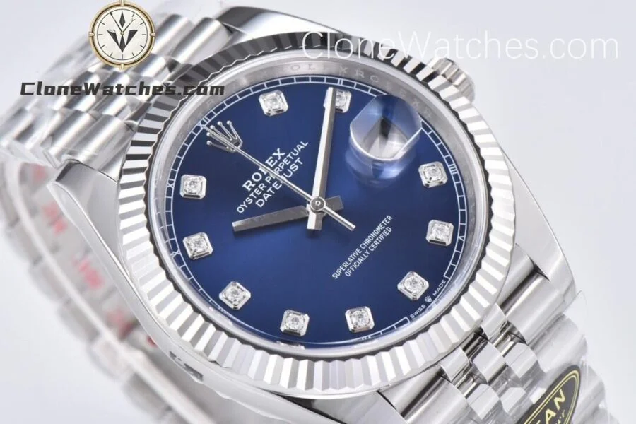 Rolex Super Clone Watches 1:1 DateJust Blue Diamond Dial Jubilee 41MM M126334 3235 Movement - Image 2