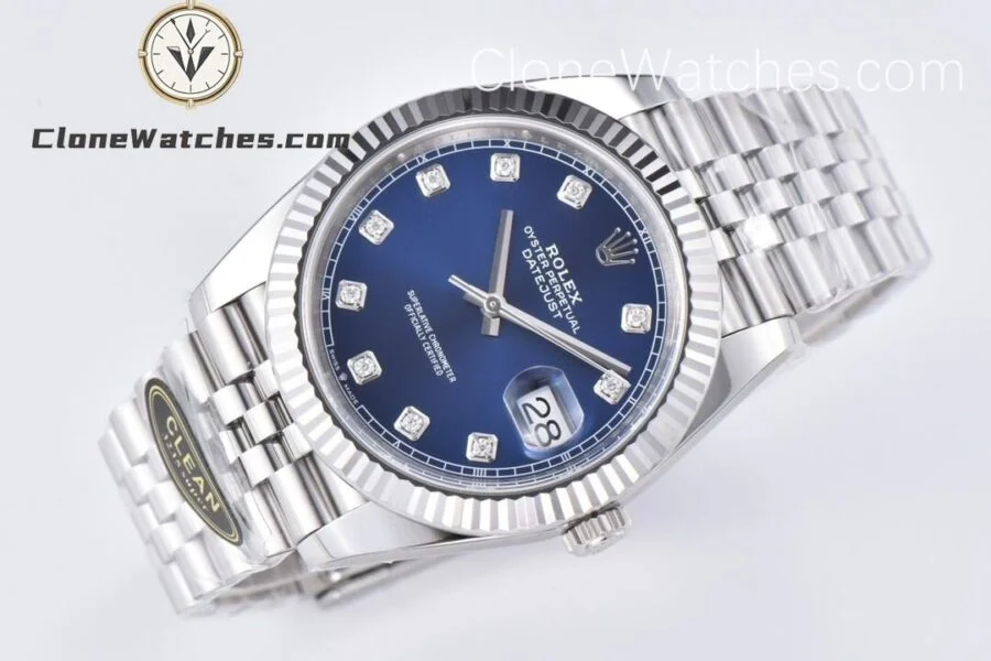 Rolex Super Clone Watches 1:1 DateJust Blue Diamond Dial Jubilee 41MM M126334 3235 Movement - Image 4