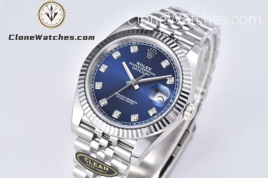 Rolex Super Clone Watches 1:1 DateJust Blue Diamond Dial Jubilee 41MM M126334 3235 Movement - Image 6