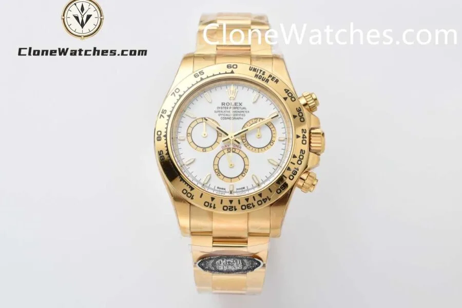 Super Clone Watches – Rolex  Daytona 18K Gold White Dial M126508-0001