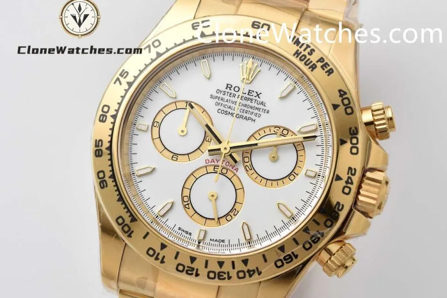 Rolex Super Clone Watches 1:1 Daytona 18K Gold White Dial M126508-0001 - Image 2