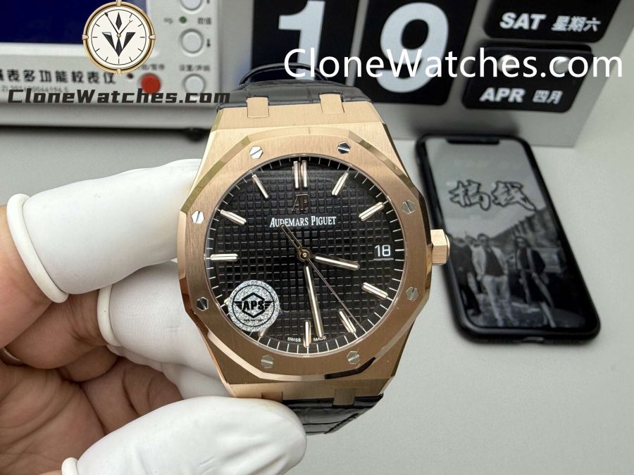 Super Clone Watches – Audemars Piguet Royal Oak Rose Gold 15500 Leather strap