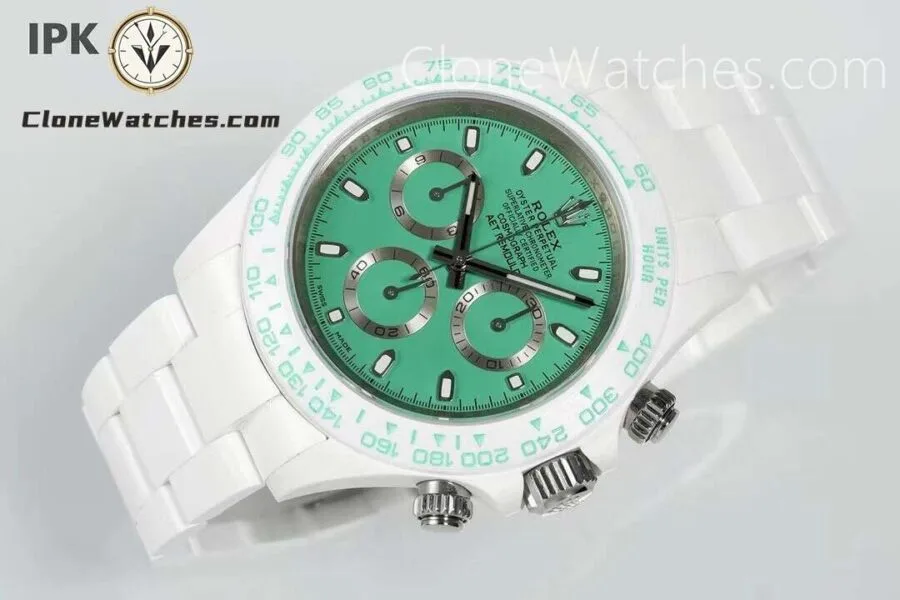 Modified Super Clone Watches 1:1 AET Rolex Daytona Full ceramic Biscay Green White Ceramic 4131 Movement - Image 5