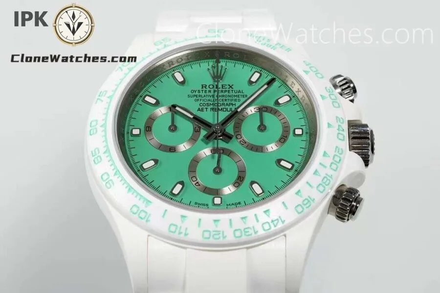 Modified Super Clone Watches 1:1 AET Rolex Daytona Full ceramic Biscay Green White Ceramic 4131 Movement - Image 2