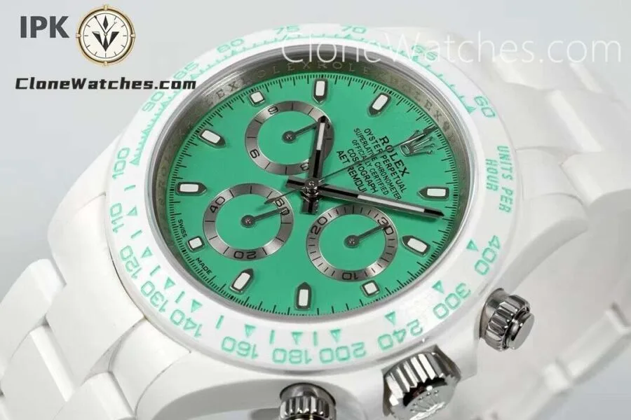 Modified Super Clone Watches 1:1 AET Rolex Daytona Full ceramic Biscay Green White Ceramic 4131 Movement - Image 3