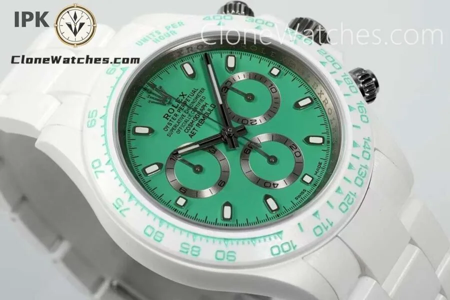 Modified Super Clone Watches 1:1 AET Rolex Daytona Full ceramic Biscay Green White Ceramic 4131 Movement - Image 4