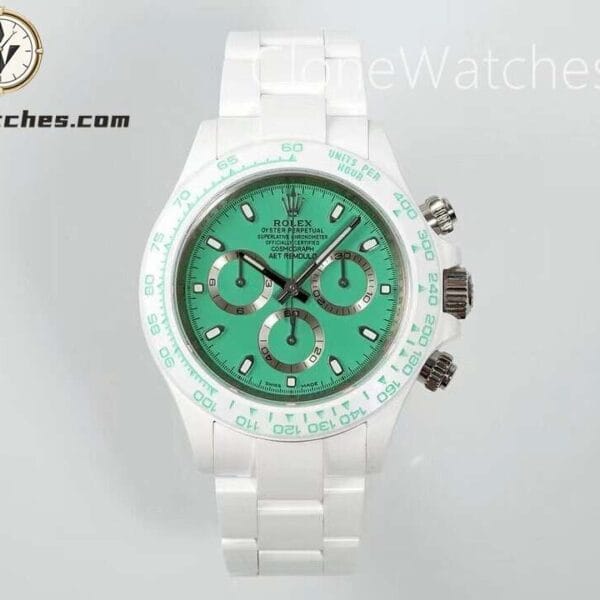 Super Clone Watches – Modified AET Rolex Daytona Biscay Green White Ceramic