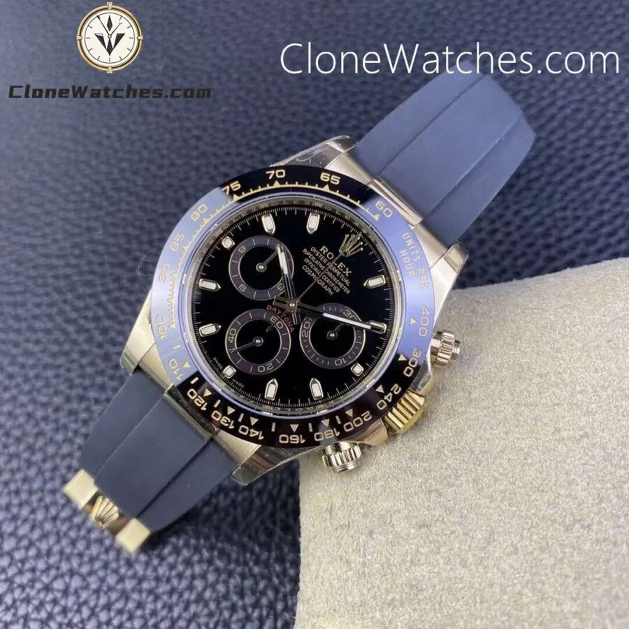 Rolex Super Clone Watches 1:1 Daytona Black Dial Rubber Strap 4130 Movement - Image 4