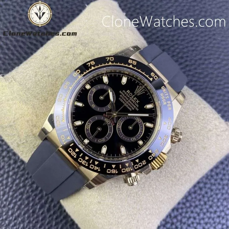 Rolex Super Clone Watches 1:1 Daytona Black Dial Rubber Strap 4130 Movement - Image 3