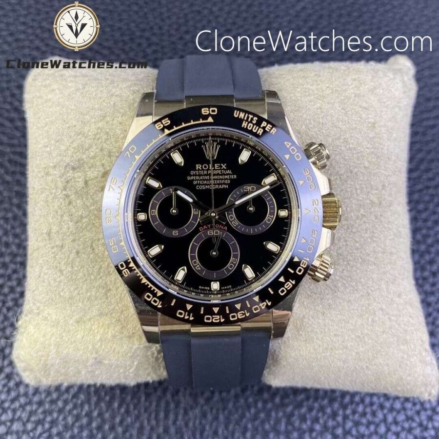 Super Clone Watches – Rolex  Daytona Black Dial Rubber Strap