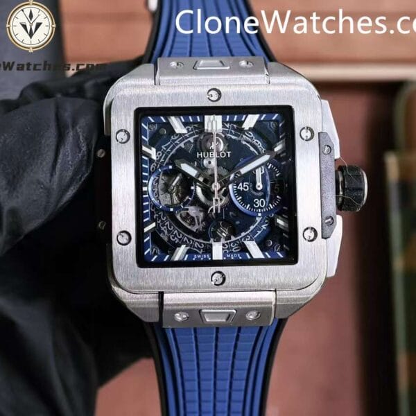 Super Clone Watches – Hublot Square Bang Unico Titanium Blue